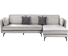 Beliani 3 asmenų kampinė sofa ALTAN, veliūrinė, šviesiai pilka, kairinė