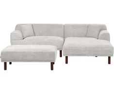 Beliani 3 asmenų kampinė sofa HOLT šviesiai pilka su otomanu, kairinė
