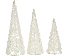 Beliani 3 dekoracinių figūrėlių rinkinys ROSAN Eglutė 40/50/60 cm Balta
