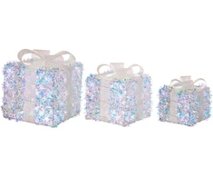 Beliani 3 LED kalėdinių dekoracijų rinkinys HALLANGEN Kalėdų dovanos 20/25/30 cm spalvotas