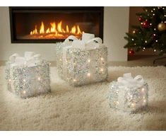 Beliani 3 LED kalėdinių dekoracijų rinkinys HALLANGEN Kalėdų dovanos 20/25/30 cm spalvotas