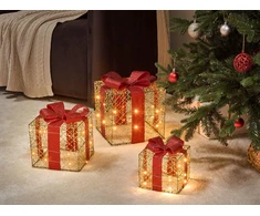 Beliani 3 LED kalėdinių dekoracijų rinkinys LYSEREN 20/25/30 cm, kalėdinės dovanos, auksinės