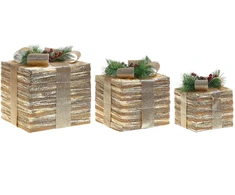 Beliani 3 LED kalėdinių dekoracijų rinkinys TOFTE 20/25/30 cm, kalėdinės dovanos, auksinės