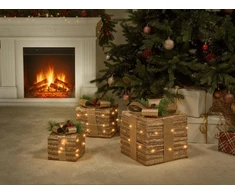 Beliani 3 LED kalėdinių dekoracijų rinkinys TOFTE 20/25/30 cm, kalėdinės dovanos, auksinės