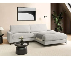 Beliani 3-vietė kampinė sofa MALOY, šenilinis audinys, šviesiai pilka, kairinė