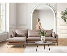 Beliani 3 vietų kampinė sofa GALLO, ekologiška zomša, šviesiai ruda, dešininė