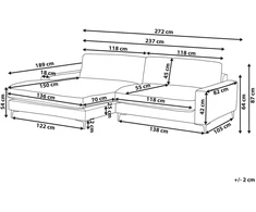 Beliani 3 vietų kampinė sofa MALOY, raudona, dešininė