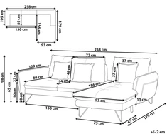 Beliani 3 vietų kampinė sofa SERSAN, šenilas, smėlio spalvos, kairinė