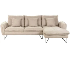Beliani 3 vietų kampinė sofa SERSAN, šenilas, smėlio spalvos, kairinė