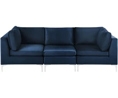Beliani 3 vietų modulinė sofa EVJA, tamsiai mėlynas veliūras