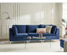 Beliani 3 vietų modulinė sofa EVJA, tamsiai mėlynas veliūras
