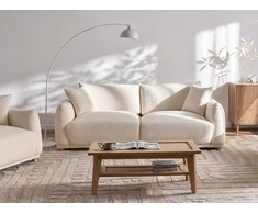 Beliani 3 vietų sofa JUBEK Boucle kreminės baltos spalvos