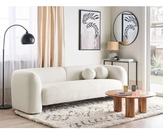 Beliani 3 vietų sofa LEIREN, balta Boucle audinys