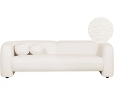 Beliani 3 vietų sofa LEIREN, balta Boucle audinys