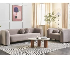 Beliani 3 vietų sofa LEIREN, veliūras, smėlio pilkumo spalvos