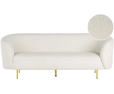 Beliani 3 vietų sofa LOEN, balta, bouclé audinys