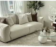 Beliani 3 vietų sofa LUVOS, kreminė balta