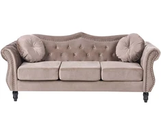 Beliani 3 vietų sofa SKIEN, aksominė, smėlio pilkos spalvos