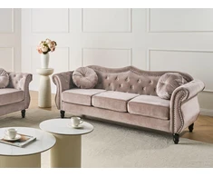 Beliani 3 vietų sofa SKIEN, aksominė, smėlio pilkos spalvos