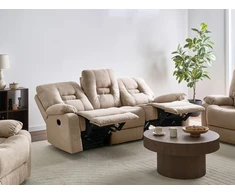 Beliani 3 vietų sofa su rankine relaksacijos funkcija BERGEN smėlio spalvos