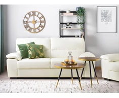 Beliani 3 vietų sofa VOGAR iš dirbtinės odos, kreminės spalvos