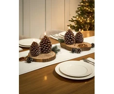 Beliani 4 LED žvakių komplektas IVRESSE kankorėžis 15/12 cm rudas
