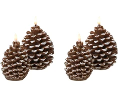 Beliani 4 LED žvakių komplektas IVRESSE kankorėžis 15/12 cm rudas