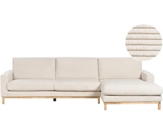 Beliani 4-vietė kampinė sofa SIGGARD, vagorinis audinys, smėlio spalvos, kairinė