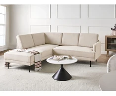 Beliani 4 vietų kampinė sofa BREDA, velvetas, smėlio spalvos, dešininė