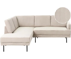 Beliani 4 vietų kampinė sofa BREDA, velvetas, smėlio spalvos, dešininė