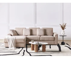 Beliani 4 vietų kampinė sofa KOHLO smėlio ir pilkos spalvos, dešininė
