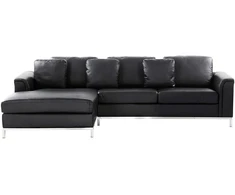 Beliani 4 vietų kampinė sofa OSLO Natūrali oda Juoda Dešininė