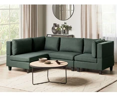 Beliani 4 vietų modulinė kampinė sofa UNSTAD dešininė, tamsiai žalia