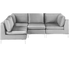 Beliani 4 vietų modulinė sofa EVJA dešininė pilka veliūrinė