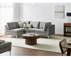 Beliani 4 vietų modulinė sofa EVJA dešininė pilka veliūrinė
