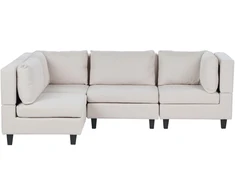 Beliani 4 vietų modulinė sofa UNSTAD Dešininė Šviesiai smėlio spalvos