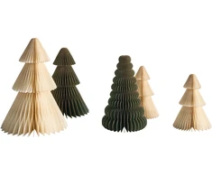 Beliani 5 kalėdinių dekoracijų rinkinys VORMA Kalėdų eglutė 25 cm Smėlio spalvos/žalia