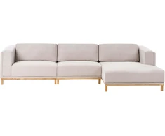 Beliani 5 vietų kampinė sofa VENG šviesiai smėlio spalvos, kairinė
