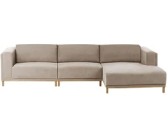 Beliani 5 vietu L formos kampinė sofa VENG, smėlio pilkos spalvos, kairinė