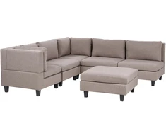 Beliani 5 vietų modulinė sofa UNSTAD, dešininė, ruda, su otomanu