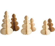 Beliani 6 kalėdinių dekoracijų rinkinys RANELVA Eglutė 14/19/25 cm Ruda/ smėlio spalva