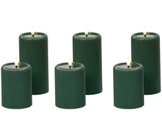 Beliani 6 LED žvakių rinkinys NOISETTE 10/16 cm, žalias