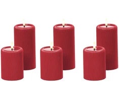 Beliani 6 LED žvakių rinkinys NOISETTE 10/16 cm raudonos spalvos