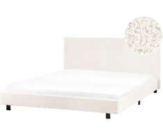 Beliani ALBI „Boucle“ lova 160 x 200 cm, kreminė balta