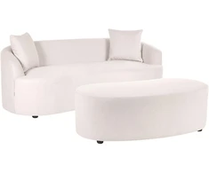 Beliani AMAL sofa su pufu, šviesiai smėlio spalvos