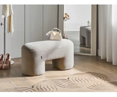 Beliani Apmuštas suoliukas DECORAH Boucle šviesiai smėlio spalvos