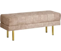 Beliani Aptrauktas suoliukas ROSEVILLE veliūrinis smėlio pilkumo