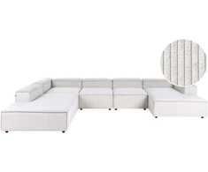 Beliani ARDAL 5 vietų modulinė kampinė sofa, spalva: kreminė balta, medžiaga: velvetas