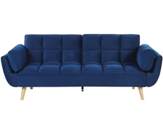 Beliani ASBY 3 vietų išskleidžiama sofa, veliūras, tamsiai mėlyna