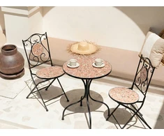 Beliani Bistro staliukas ADRANO 60 cm 60 cm Teraco efektas metalinis juodas